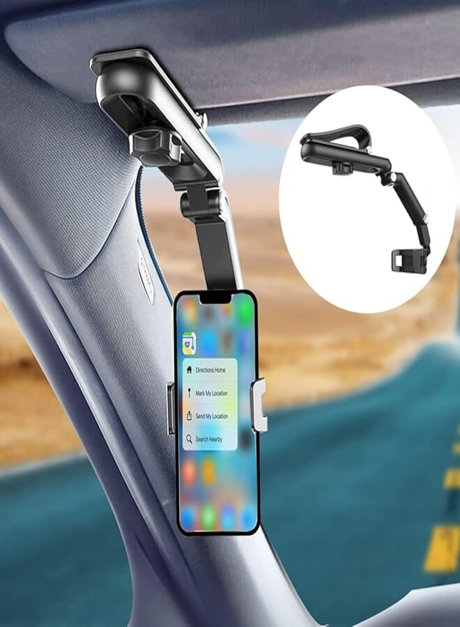 Sun Visor Cell Phone Holder for Car, ILKCC 1080° Rotatable Sun Visor Car Phone Mount, Universal for iPhone 11/12/13 Pro Max XS Max XR 8 8Plus 7 Samsung Galaxy S10 S9 S8 LG and More(Gray)